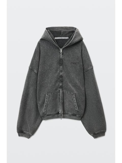 Alexander Wang crystal hotfix oversized zip-up hoodie