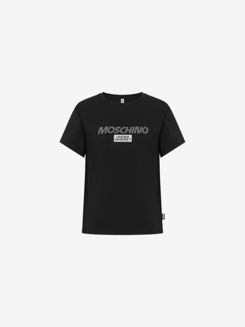 Moschino STRETCH JERSEY T-SHIRT WITH MESH LOGO