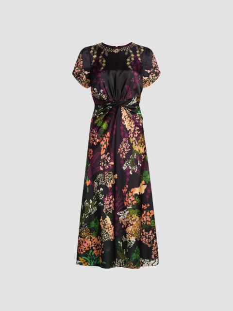 SALONI Women's Gwen Floral Satin Midi-Dress - Equinox Placement