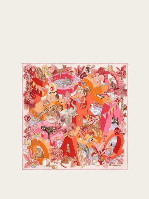 FERRAGAMO Jungle Party print silk foulard