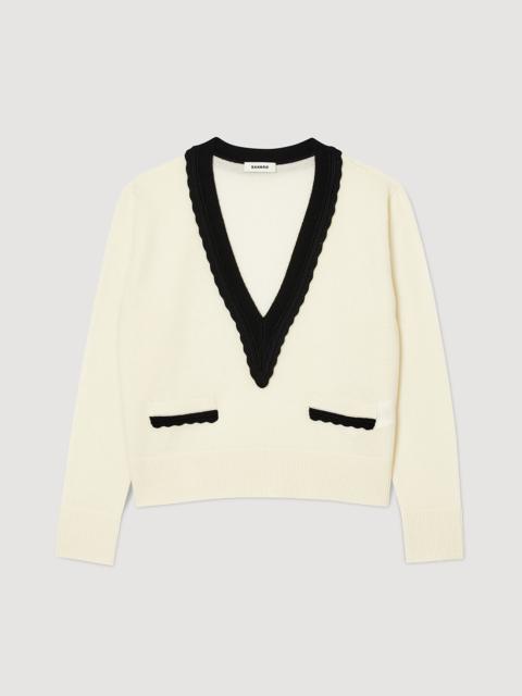 Sandro TWO-TONE V-NECK JUMPER