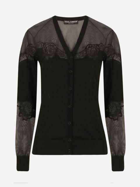 Dolce & Gabbana Cashmere, tulle and silk cardigan with lace