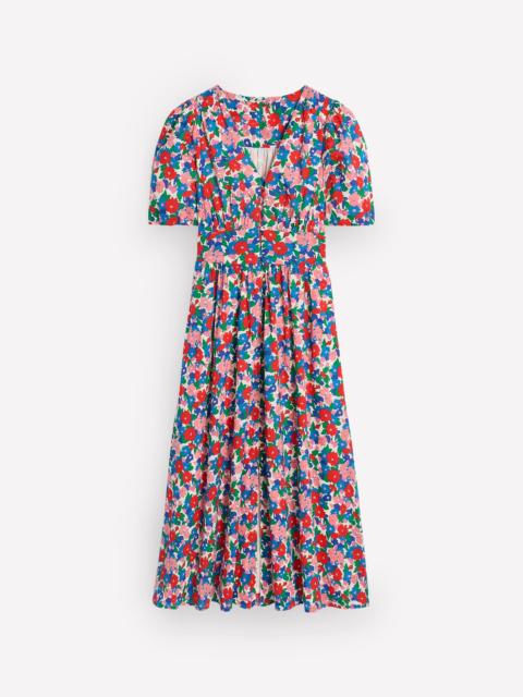 BODEN Lillian Cotton Midi Dress-Multi, Painterly Meadow