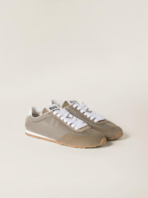 Miu Miu Plume mesh and suede sneakers