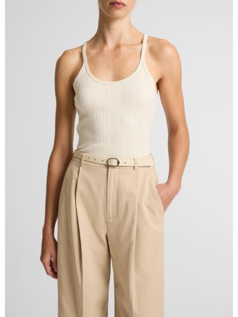 Vince Variegated-Rib Cotton-Blend Tank