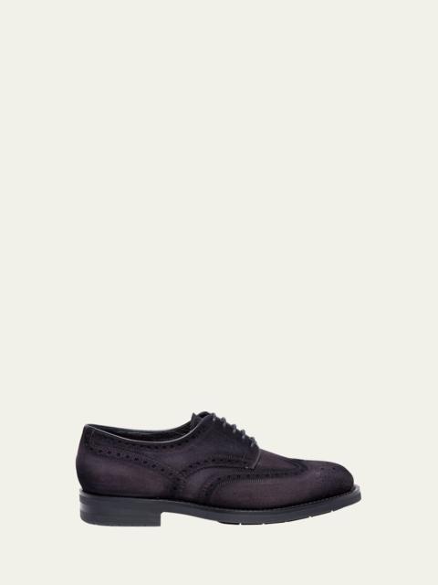 Santoni Men's Emil Suede Brogue Wingtip Derby Shoes