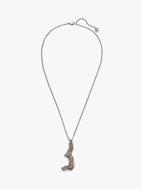 Alexander McQueen Pave Coral Necklace in Antique Silver