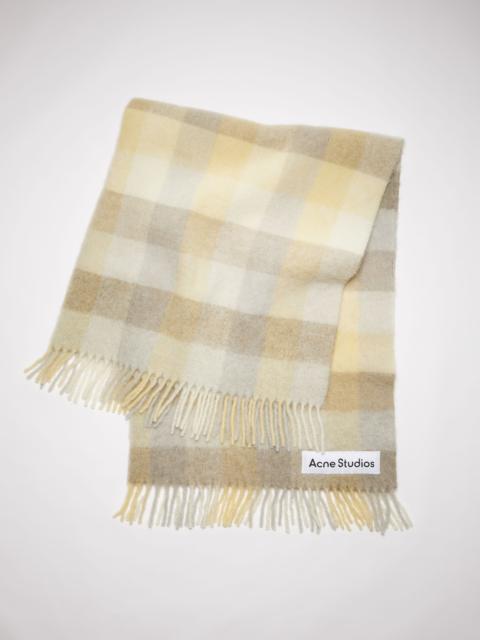 Acne Studios Check alpaca blend blanket scarf - Pale yellow/beige/grey