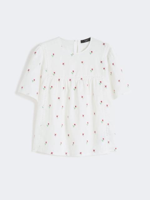 WEEKEND Max Mara BACINO Linen canvas and stretch jersey top - WHITE