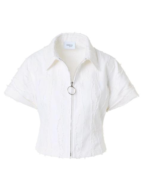 AKRIS Women's Cotton Short-Sleeve Crop Jacket - Cream