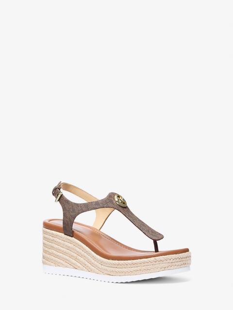 MICHAEL KORS Val Signature Logo Thong Wedge Sandal