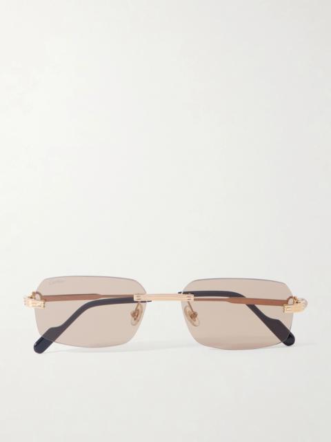 Cartier Rimless Rectangular-Frame Gold-Tone Sunglasses