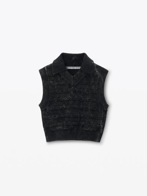 3D Logo Knit Vest in Cotton