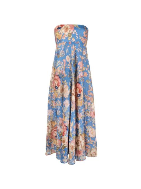 August floral-print strapless dress