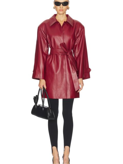 AEXAE Leather Padded Midi Coat