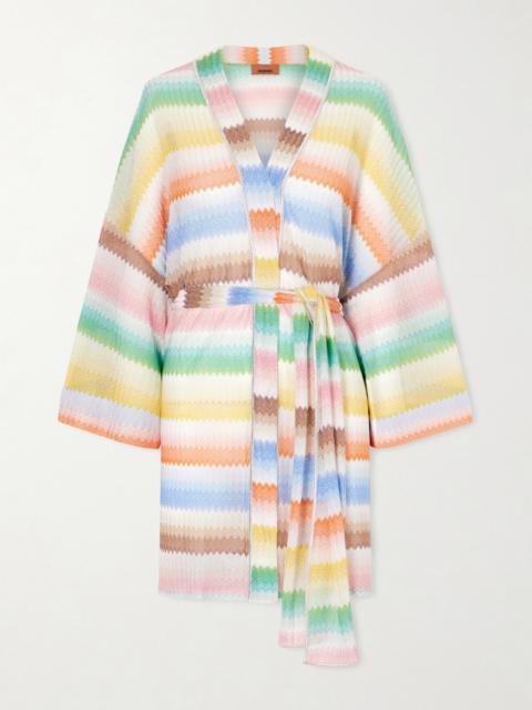 Missoni Mare Belted Metallic Crochet-knit Coverup