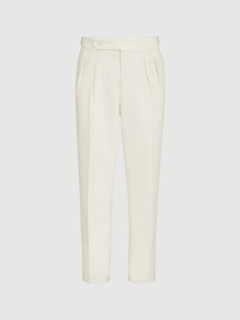 Brunello Cucinelli Sea Island cotton narrow wale corduroy tuxedo trousers with double pleats and tabbed waistband