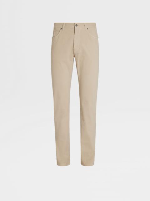 ZEGNA BEIGE STRETCH COTTON ROCCIA JEANS