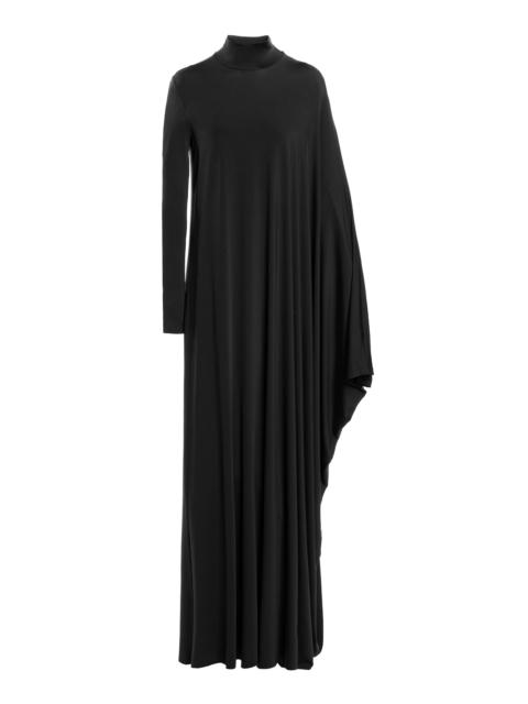BALENCIAGA Asymmetric cape 효과 새틴 jersey maxi 드레스