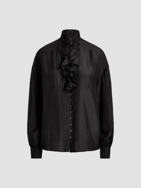 Polo Ralph Lauren Women's Silk Habutai Ruffle Shirt - Black