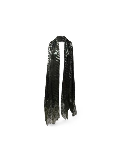 Valentino sequin-embellished lace-trim scarf