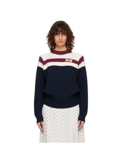 Marni Off-White & Navy Contrast Stripe Cotton Sweater