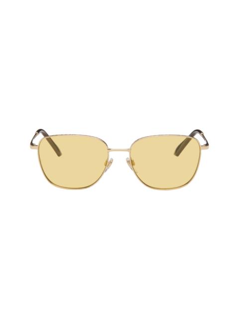 Burberry Gold Metal Check Square Sunglasses