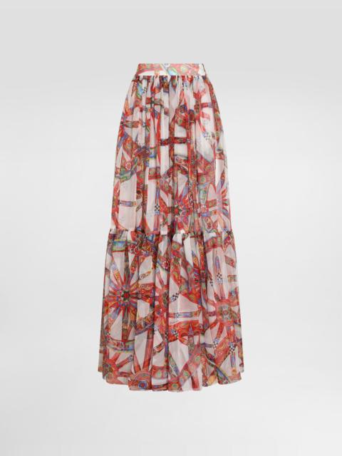 Dolce & Gabbana Carretto-print long chiffon skirt