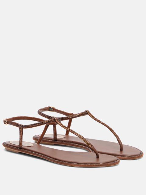 RENE CAOVILLA Diana embellished satin thong sandals