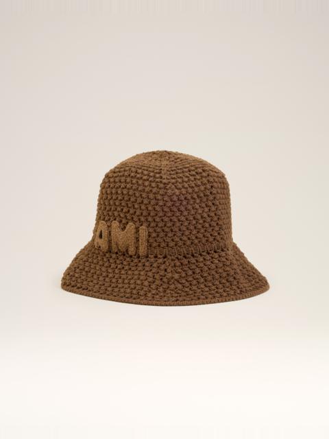 AMI Paris BROWN COTTON KNITTED AMI PATCH BUCKET HAT