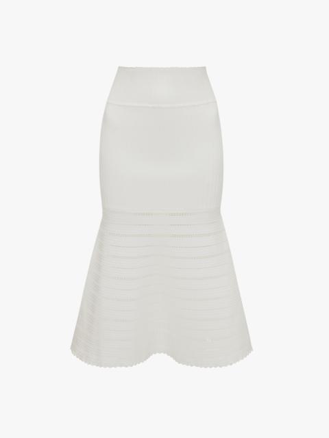 Flared Midi Skirt In White