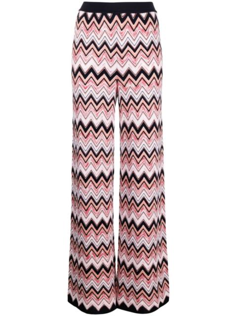 chevron-knit straight leg trousers