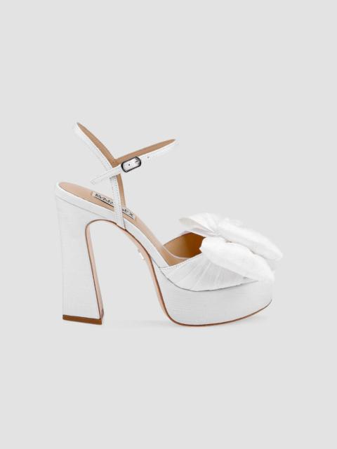 BADGLEY MISCHKA Women's Oliva 85MM Silk Bow Sandals - White Silk
