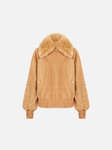 CAMILLA LEATHER BOMBER WITH POCKET DETAILS A MEETING OF MASTERPIECES