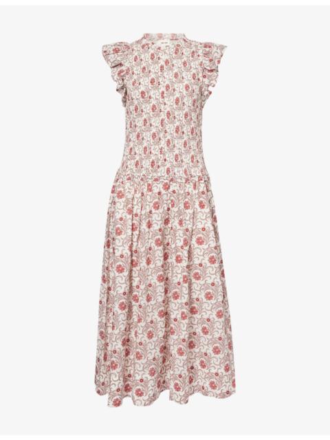 ME+EM Bloom Floral-Print Cotton Midi Dress