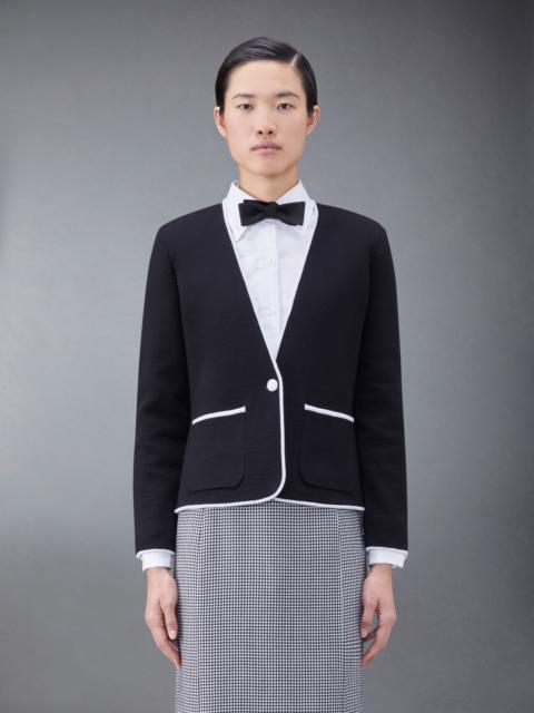 Thom Browne Double Face Merino Wool Tipping Collarless Jacket