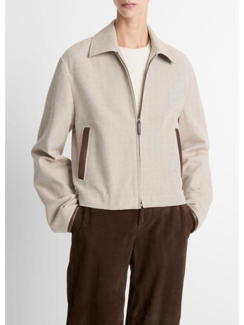 Vince Faux-Leather-Trim Cotton Cropped Jacket