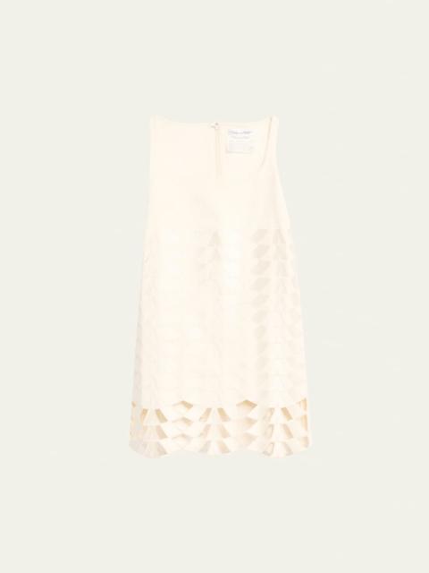 Cutout Embroidered Tweed Mini Dress