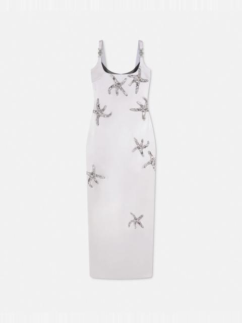 VERSACE Embroidered Satin Silk Column Gown