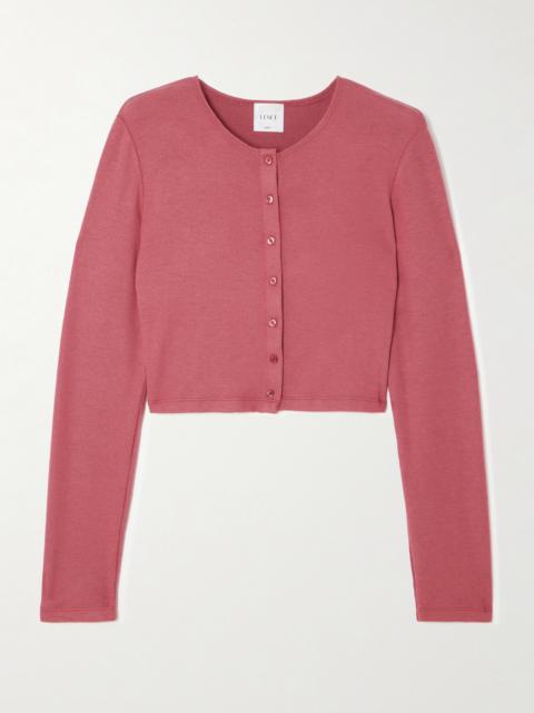 LESET Lauren Cropped Brushed Stretch-knit Cardigan