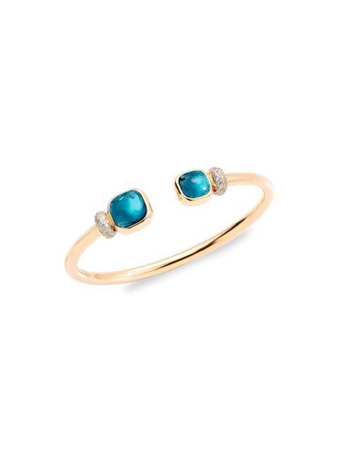 Pomellato Nudo 18K Rose Gold, London Blue Topaz & Diamond Cuff