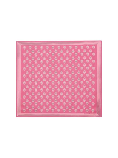 Pink Silk Scarf With Skull Pattern