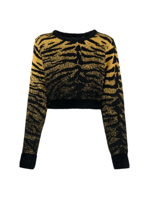 lurex-detail zebra-jacquard cropped jumper