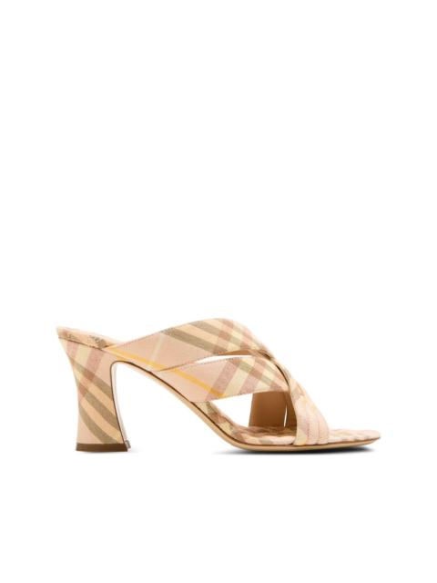 Burberry 75mm cross-strap check-pattern mules
