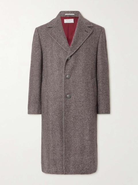 Herringbone Cashmere and Silk-Blend Coat