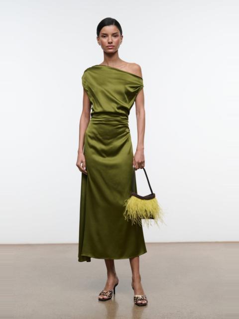 STAUD STAUD PHARE SILK DRESS PEAR