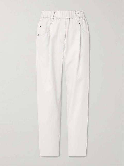 Cotton-blend twill tapered pants