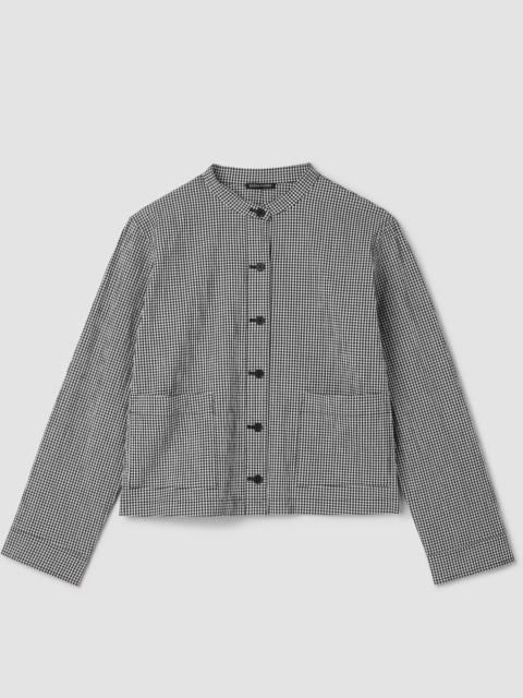 EILEEN FISHER Organic Cotton Pucker Check Shirt Jacket