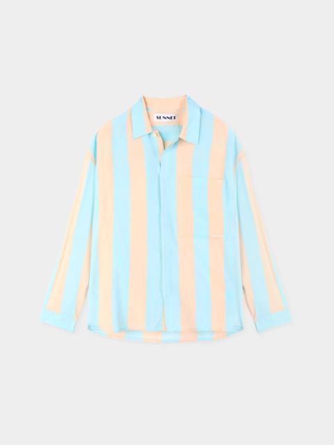 SUNNEI OVER SHIRT / pink & azure stripes