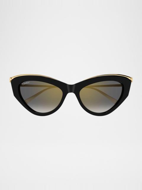 Cartier Panthere Acetate & Metal Cat-Eye Sunglasses